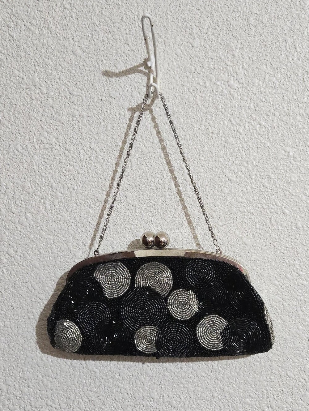 Kate Landry Beaded Evening Bag / Clutch- Swirl Pattern - Art Deco - Retro - 10x4